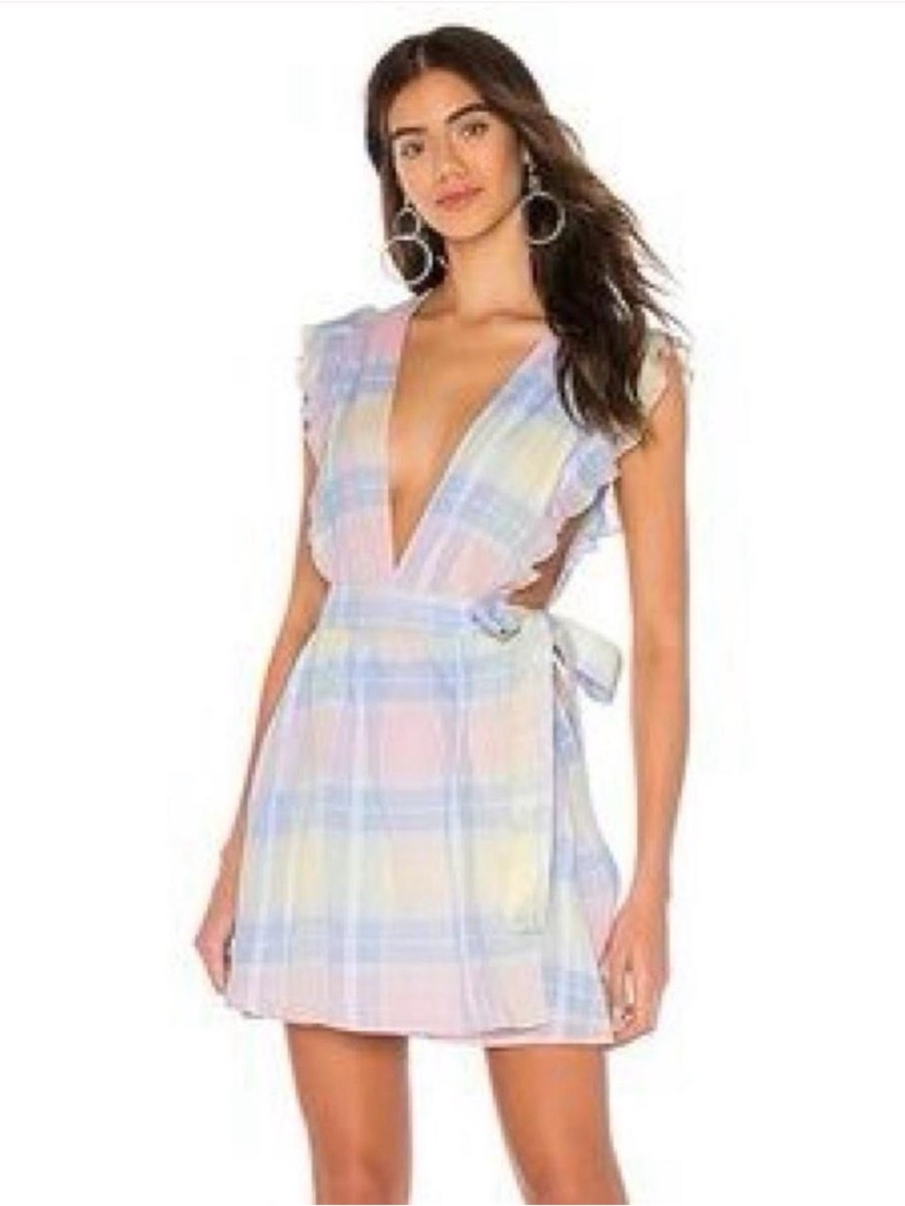 Lovers + Friends Pastel Plaid Wrap Dress NWT Size Medium
